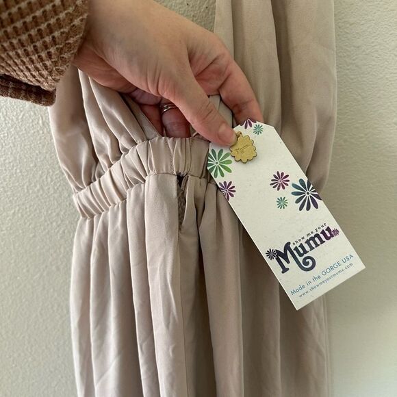 Show Me Your MuMu Luna Halter Maxi Dress in Show Me the Ring Crisp Size Small - Picture 4 of 7